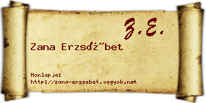 Zana Erzsébet névjegykártya